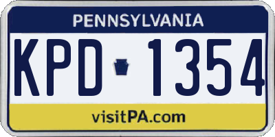 PA license plate KPD1354