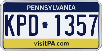 PA license plate KPD1357