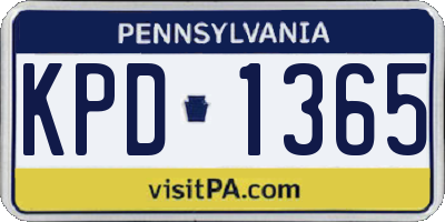 PA license plate KPD1365