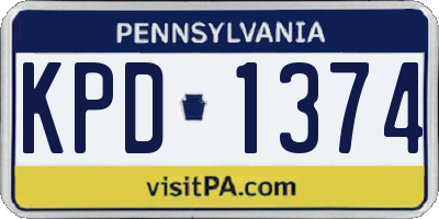 PA license plate KPD1374