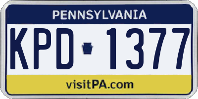 PA license plate KPD1377
