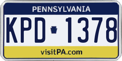 PA license plate KPD1378