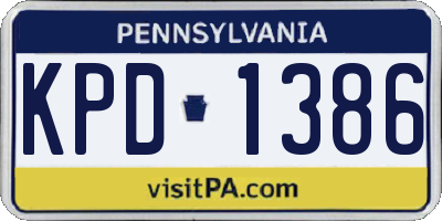 PA license plate KPD1386