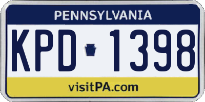 PA license plate KPD1398