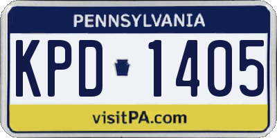 PA license plate KPD1405