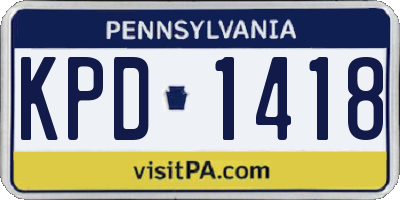 PA license plate KPD1418