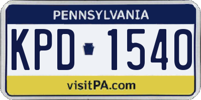 PA license plate KPD1540