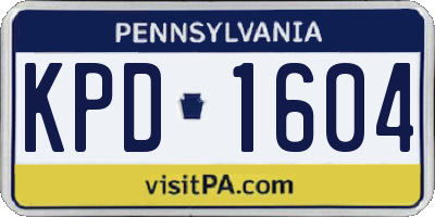 PA license plate KPD1604