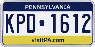 PA license plate KPD1612