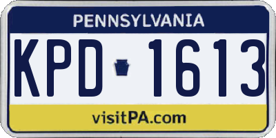 PA license plate KPD1613