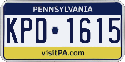 PA license plate KPD1615