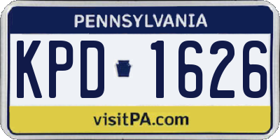 PA license plate KPD1626