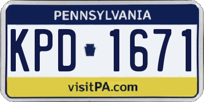 PA license plate KPD1671