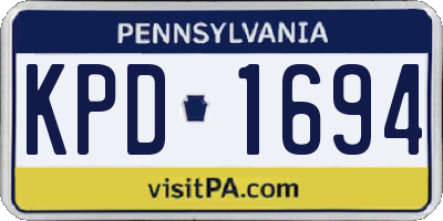 PA license plate KPD1694