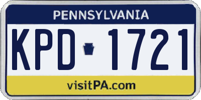 PA license plate KPD1721