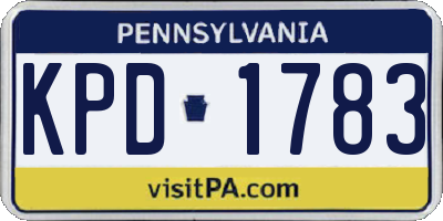 PA license plate KPD1783