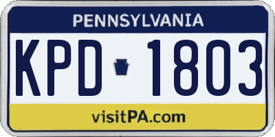 PA license plate KPD1803