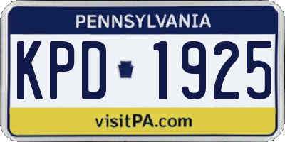 PA license plate KPD1925