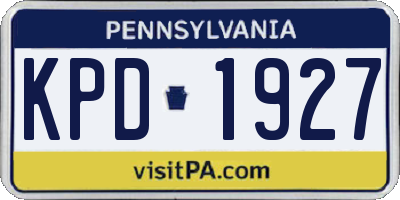 PA license plate KPD1927