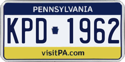 PA license plate KPD1962