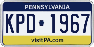PA license plate KPD1967