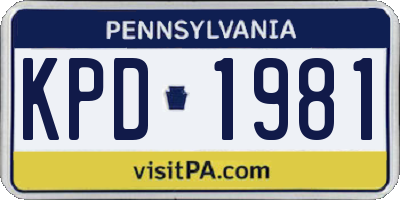 PA license plate KPD1981