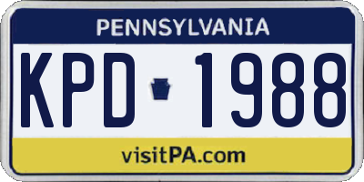 PA license plate KPD1988
