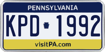 PA license plate KPD1992