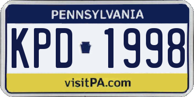 PA license plate KPD1998