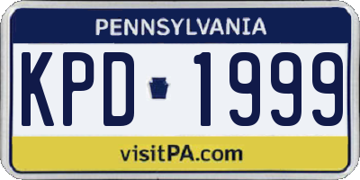 PA license plate KPD1999