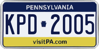PA license plate KPD2005