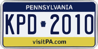 PA license plate KPD2010