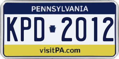 PA license plate KPD2012