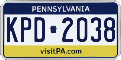 PA license plate KPD2038