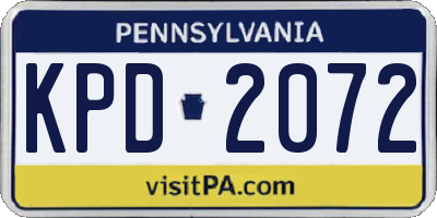PA license plate KPD2072