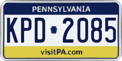 PA license plate KPD2085