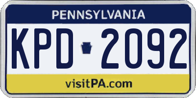 PA license plate KPD2092