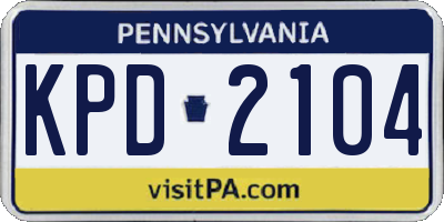 PA license plate KPD2104