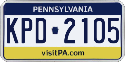 PA license plate KPD2105