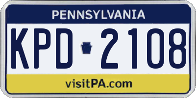 PA license plate KPD2108