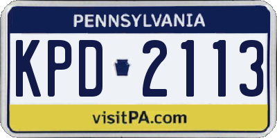 PA license plate KPD2113