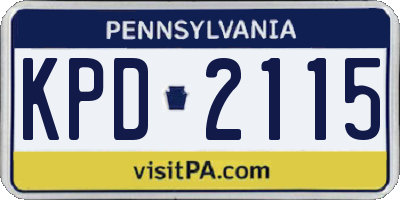 PA license plate KPD2115