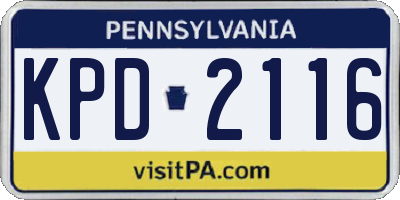 PA license plate KPD2116