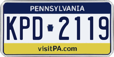PA license plate KPD2119