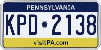 PA license plate KPD2138