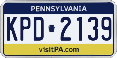 PA license plate KPD2139