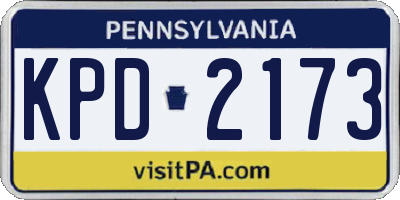 PA license plate KPD2173
