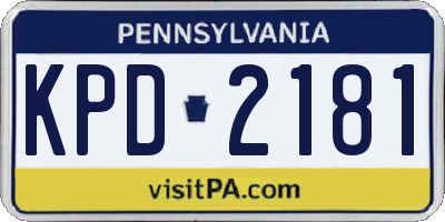 PA license plate KPD2181