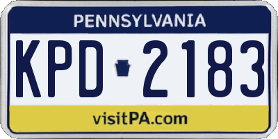 PA license plate KPD2183