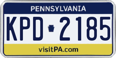 PA license plate KPD2185